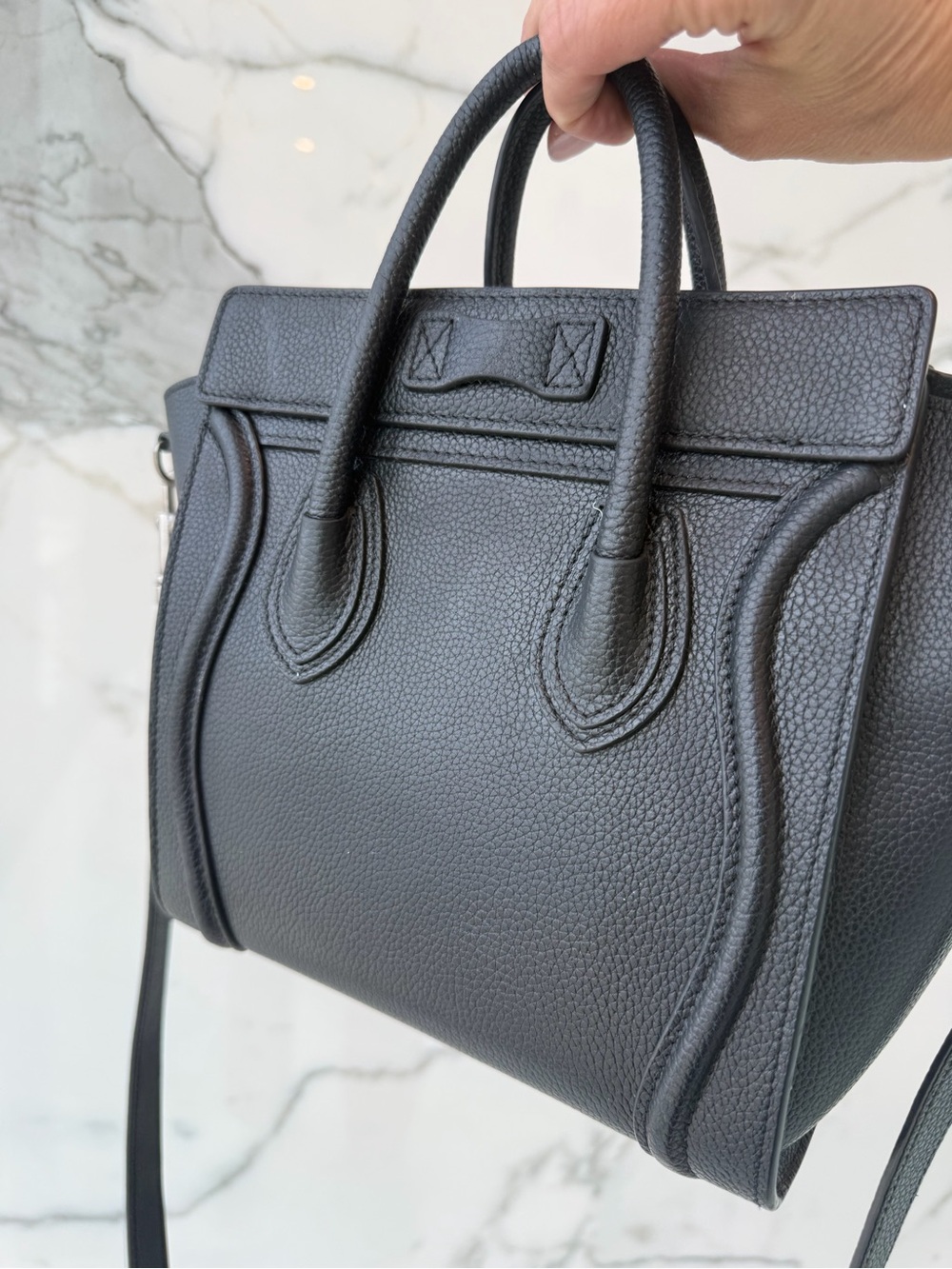 Celine Black Pebbled Leather Luggage Tote - Picture 3 of 8